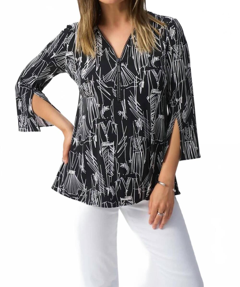 NEW JOSEPH RIBKOFF v-neck pullover in black/vanilla